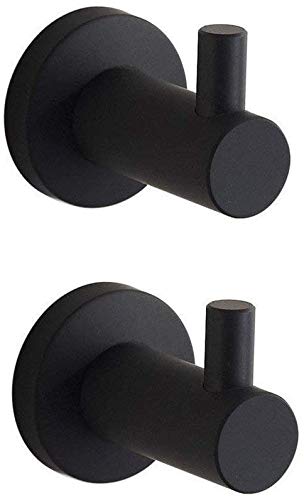Ghelf 304 Gancio in acciaio inox Singolo Cappotto Nero Coat HOGLBACK Vernice Asciugamano Piatto Gancio 2 Confezione Montata a parete SUS304 Acciaio inossidabile Acciaio inox Supporto per abiti singoli