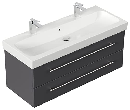 emotion ICON120CM000104DE - Lavabo con mobiletto, in Legno, 120 x 45 x 46,6 cm, Colore: Antracite Lucido