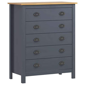 Cikonielf - Credenza mobile con 5 cassetti scorrevoli, per soggiorno, camera da letto, 79 x 40 x 96,5 cm, colore: grigio e marrone miele