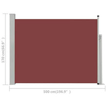vidaXL Tenda da Sole Laterale Retrattile per Patio Privacy Automatica Schermo Parasole Frangivento 170x500 cm in Tessuto PU Marrone Telaio in Ferro