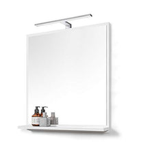 DOMTECH Specchio da bagno grande con ripiano, bianco, 60 x 70 cm