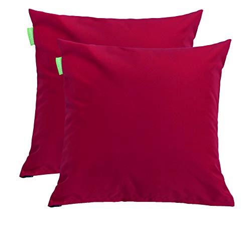 Gardenista® | Cuscino da Esterno Resistente all'Acqua con Imbottitura in Fiocchi di Schiuma | Cuscino Decorativo 18” per Mobili da Giardino (2 Pezzi, Rosso)