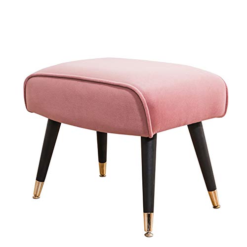 EXCLVEA Sedile per Trucco per Camera da Letto Velvet poggiapiedi Sgabello, Rotonda Luxe Velvet ottomano, Poggiapiedi Tavolino di Servizio, smontabile in Legno Leg Design