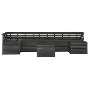 FAMIROSA Set Divani da Giardino su Pallet 8 pz Legno Pino Grigio Scuro-3759