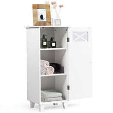 COSTWAY Armadietto da Bagno con Singola Porta a 3 Ripiani, Mobiletto Portaoggetti da Terra, 81 x 38 x 30 cm, Bianco