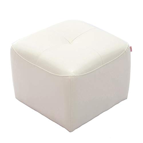 Mobili per la casa e Giardino Poggiapiedi Quadrato in Pelle PU 丨 Poggiapiedi Imbottiti Sgabello Trucco monopiede ottomano Giocattolo 丨 Panca Scarpa cambiata, Bianco 42x42x34cm Ottomani da Cucina