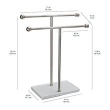 Amazon Basics - Supporto doppio per asciugamani e accessori, a T, nickel e bianco - 1005573-670-A60