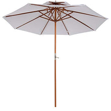 Outsunny Ombrellone da Giardino Spiaggia Parasole Doppio Tetto in Legno Φ2.65*H2.64m Crema
