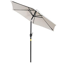 Outsunny Ombrellone da Giardino Inclinabile Φ227cm, Apertura a Manovella, Palo in Metallo e 8 Stecche, Bianco Crema