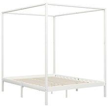 BIGTO - Struttura letto a baldacchino in legno di pino massiccio, per camera da letto, colore: bianco, 180 x 200 cm