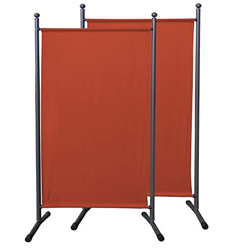 QUICK STAR 2 Pezzi Paravento da Giardino 180 x 78 cm Divisorio in Tessuto Balcone Protezione della Privacy Rosso-Arancio