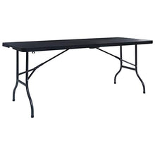 FAMIROSA Tavolo da Giardino Pieghevole Nero 180x75x72 cm in Rattan HDPE