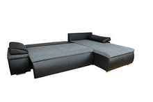 AVANTI TRENDSTORE - Himala - Divano ad Angolo con Funzione Letto e cassettone Integrato, in Similpelle Nera e Microfibra Grigia, Dimensioni: Lap 274x85x180 cm - Arredi Casa