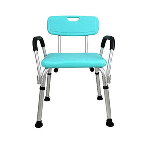 XD Sgabello da Bagno Blu Bagno Sedia da Bagno Sgabello da Bagno Regolabile in Altezza con Grande Pad Antiscivolo Sgabello in Lega di Alluminio Donna Incinta Sgabello da Doccia con Foro in PE sc