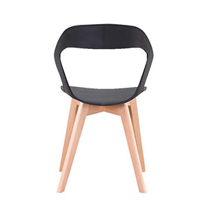 WV LeisureMaster - Set di 4 sedie da pranzo in materiale ABS, gambe in legno, sedie da ufficio, per sala da pranzo, soggiorno, 4 pezzi, colore: Nero