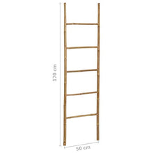 vidaXL Scala Portasciugamani con 5 Pioli in bambù 170 cm