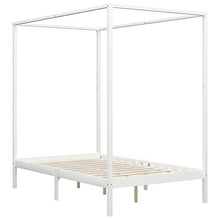 Lasamot Struttura Letto in Legno di Pino con 4 cassetti, Struttura a baldacchino per zanzariera, Staffa per Montante, Adatta per Materasso 140x200 cm (Materasso Non Incluso), Bianca