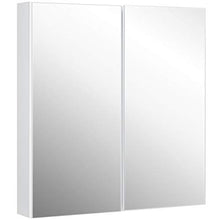 GOPLUS Armadio da Bagno a Specchio con 2 Ante, Organizer Armadio da Parete in Legno a 2 ripani, Bianco 65x62x11,3 cm