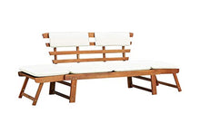 Pissente - Panca da giardino regolabile 2 in 1, letto da giardino convertibile, poltrona relax da giardino in legno con cuscino per cortile terrazzo, hotel