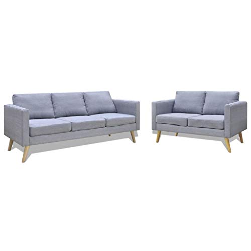 FAMIROSA Set Divani a 2 e a 3 Posti in Tessuto Grigio Chiaro-2193
