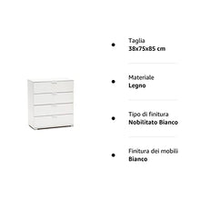 MeMi Me614BIA Cassettiera Gia' Montata, Legno, Bianco, 38x75x85 cm