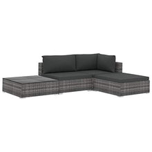 vidaXL Set Divani da Giardino 4 pz con Cuscini Foderati Lavabili Modulare Leggero Elegante Arredi da Esterno in Polyrattan Grigio Telaio in Acciaio