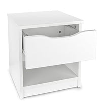 Leomark Comodino Moderno in Legno con cassetto e scompartimento apertoin, Comodino per Bambini, Colore Bianco, Dimensioni: 40cm x 38cm x 42cm (LxWxH)
