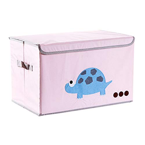 WANCR, contenitore pieghevole con coperchio a cubi per bambini, per la rifinitura dei giocattoli dei bambini, coperta per riporre oggetti, per camera da letto, armadio (tartaruga rosa)