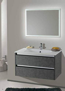 Set Mobile Lavabo Specchio LED Arredo Bagno Moderno Oregon90 CERAMICHEMIRANDA-Olmo Grigio