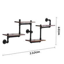 &ripiano di stoccaggio Solido muro di legno Hanging Scaffale, mensole a muro, parete di metallo mensole pensili Soggiorno Cucina Angolo decorativo Telaio Retro Style (110 centimetri * 68cm) Scaffale d