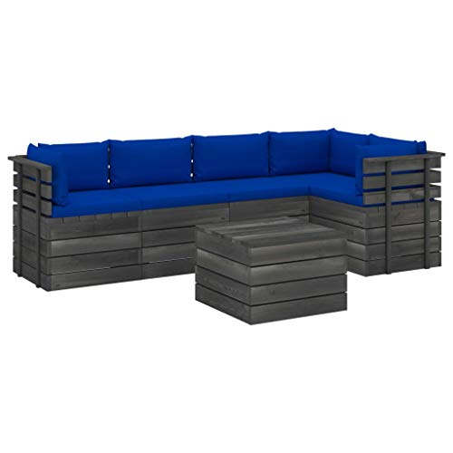 vidaXL Set Divani da Giardino su Pallet 6 pz con Cuscini Massello Pino