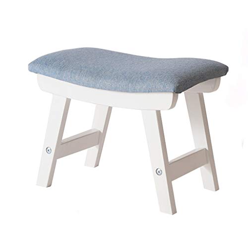 Mobili per la casa e Giardino Sgabello Imbottito con poggiapiedi/Sgabello Sgabello Imbottito Rivestimento concava con Sedile Sgabello con Rivestimento Rimovibile in Lino Blu Ottomani da Cucina