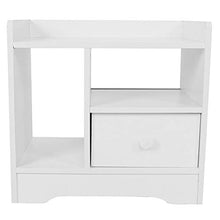 EBTOOLS Comodino Bianco/Marrone con Cassetto e Scompartimento Aperto, Comodino da Letto Legno Composito, 42 x 24 x 40 cm(Bianco)