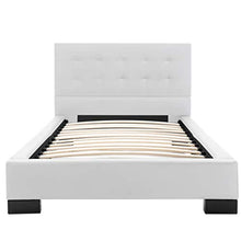 Festnight Letto con Materasso Memory Foam Bianco in Similpelle con Rete a Doghe di Legno 90x200 cm