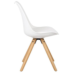 WOLTU BH52ws-1 Sedia Sala da Pranzo Sgabello con Schienale in Plastica e Ecopelle Senza Braccioli Gambe di Legno Bianco