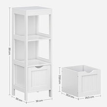 VASAGLE Armadietto da Terra in Legno per Il Bagno Comodino per Medicine Autoportante Mobile ad Angolo con 2 Cassetti Bianco BBC42WT