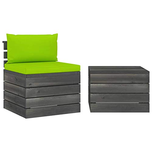 Tidyard Set 2 pz Divani Pallet da Giardino con Tavolino in Legno Massello di Pino con Cuscino,Poltrona da Giardino per Esterno in Legno con Tavolino,Poltrona Divano in Legno da Esterno