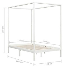 SKM Giroletto a Baldacchino Bianco Legno Massello di Pino 120x200cm