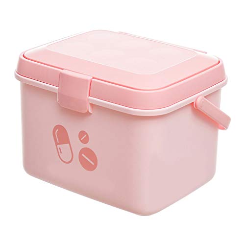 Scatola per Medicinali Double-Layer Medicina Box, grande capacità Medicina Box, scatola medica, multi-funzione, rosa, usato for la memorizzazione degli elementi, Valigia Contenitore per Medicinali