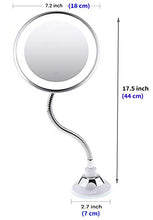 Specchio Ingranditore Trucco Con Luci Luce Led Make Up Specchio Per Trucco Makeup Con Ingrandimento 10 X E Luce Led, Specchio Cosmetico Giunto Sferico Orientabile E Ventosa, Collo di Cigno