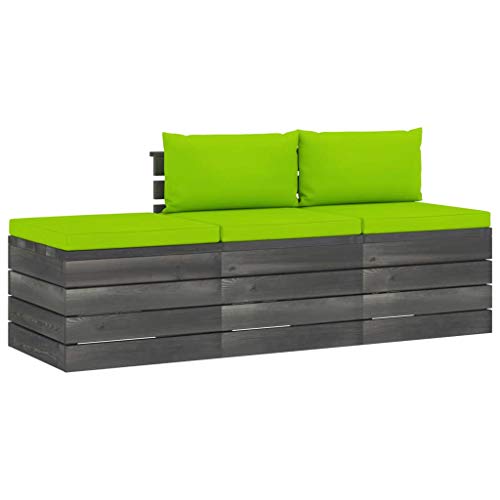 FAMIROSA Set Divani da Giardino su Pallet 3 pz con Cuscini Massello Pino-1766