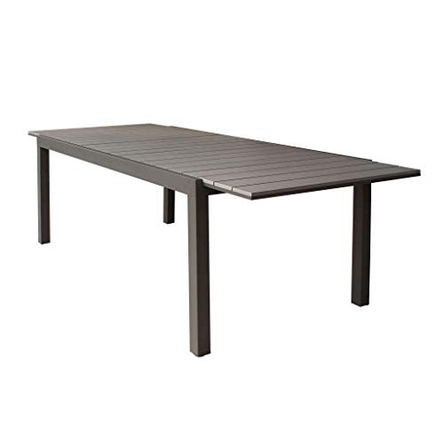Milani Home s.r.l.s. Tavolo Rettangolare Allungabile in Alluminio Taupe E Polywood 180/240 X 100 da Esterno Giardino, per Ristorante