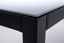 AVANTI TRENDSTORE - Sedico - Tavolo da Giardino, in Metallo Nero con Superficie in Vetro Grigio. Disponibile in 2 Diverse Misure. (Lap 150x72x90 cm)