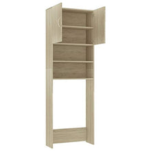 Festnight Mobile per Lavatrice Rovere, Mobiletto per Bagno in Truciolato Sonoma 64x25,5x190 cm