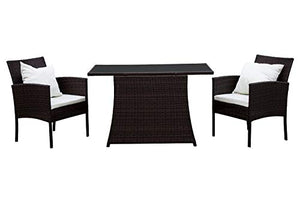 AVANTI TRENDSTORE - Limo - Set di mobili da Giardino/Balcone in Rattan Sintetico di Colore Marrone Scuro con Cuscini Bianchi compresi. Dimensioni Lap 285x82x70 cm