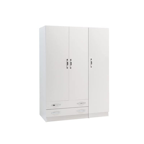 WEBMARKETPOINT Armadio 3 ante con cassettiera Bianco Frassinato Cm 135x52xH 210