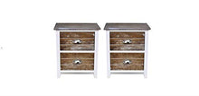 2 comodini in legno per camera da letto, comodino, comodino con 2 cassetti, per casa, camera da letto, soggiorno, legno di paulonia, 38 x 28 x 45 cm, marrone + bianco