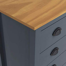 Ausla - Mobiletto con 5 cassetti, cassettiera bianca in legno di pino massiccio, per soggiorno, ingresso e camera da letto, 79 x 40 x 96,5 cm, grigio e marrone miele
