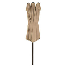 SONGMICS Ombrellone Doppio da Giardino, Parasole di 460 x 270 cm, Extra Grande, UPF50+, con Manovella, per Mercato Esterno Terrazzo, Base Non Inclusa, Tortora GPU36BR