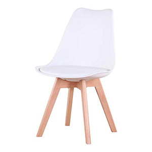 BenyLed Set di 8 Sedie da Pranzo con Seduta Imbottita e Gambe in Legno di Faggio, Ideali per Sala da Pranzo, Cucina, Soggiorno, Camera da Letto, Colore: Bianco
